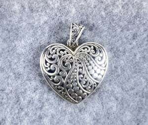 Annika Witt ATI 925 ID Sterling Silver Bali Filigree Heart Pendant. Approximatel
